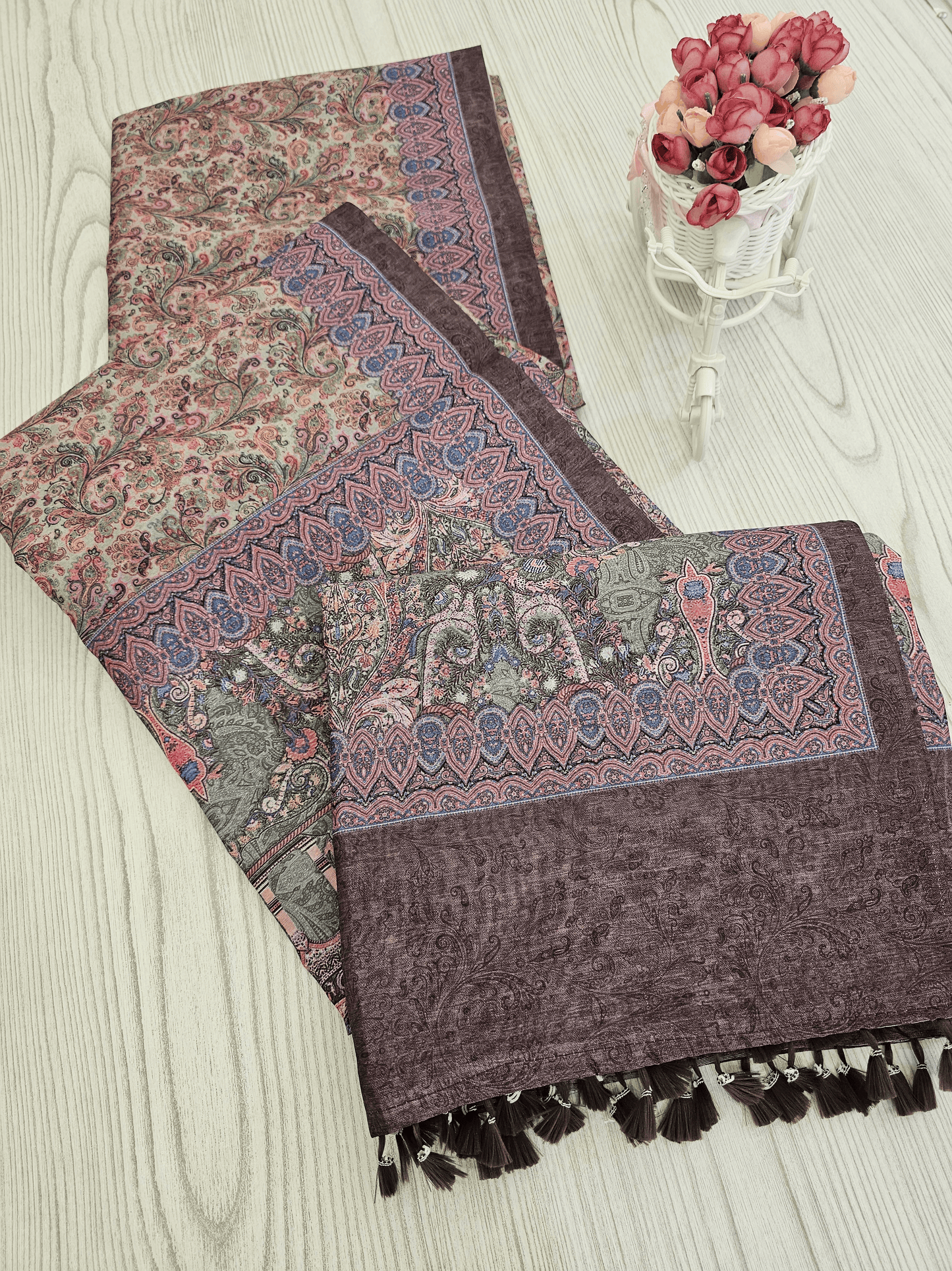Kalamkari Saree with Tussar Digital Print