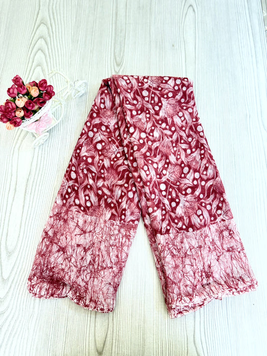 Pink and White Chiffon Saree with Elegant Floral Design