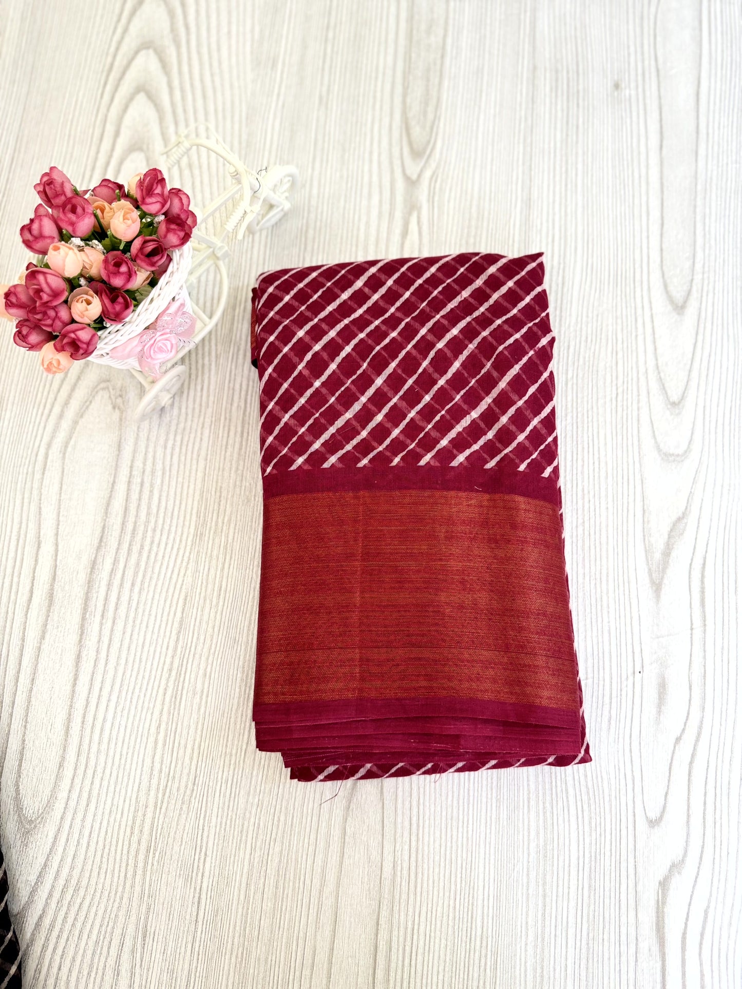 Elegant Maroon Cotton Saree with Intricate Paisley and Floral Patterns