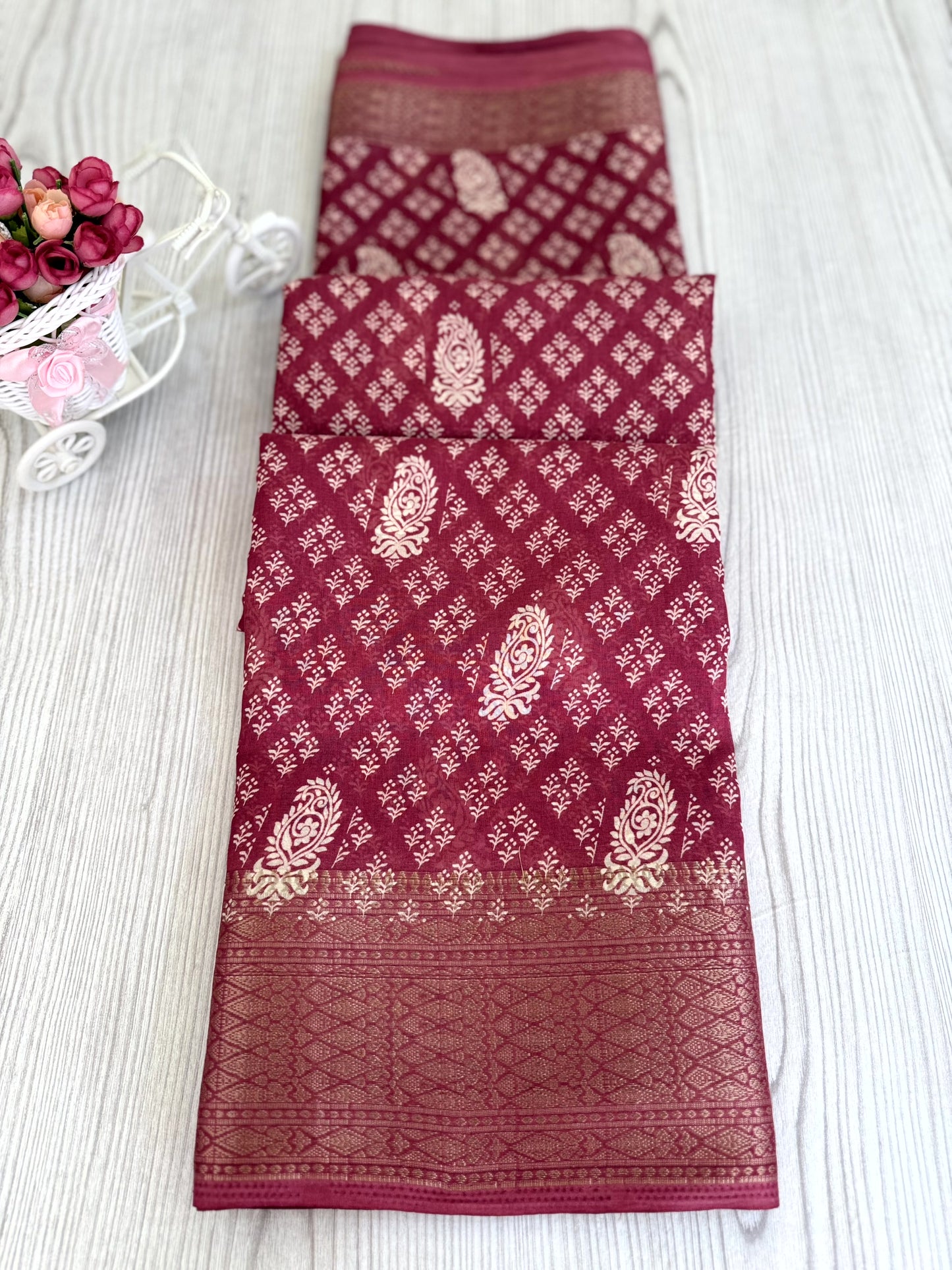 Pink Banarasi Silk Saree with Intricate Silver Zari Work