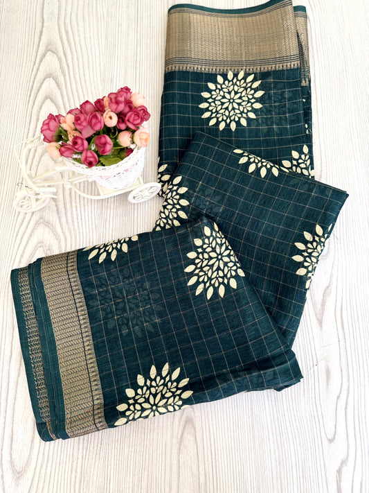 Elegant Bottle Green Pure Binni Silk Saree