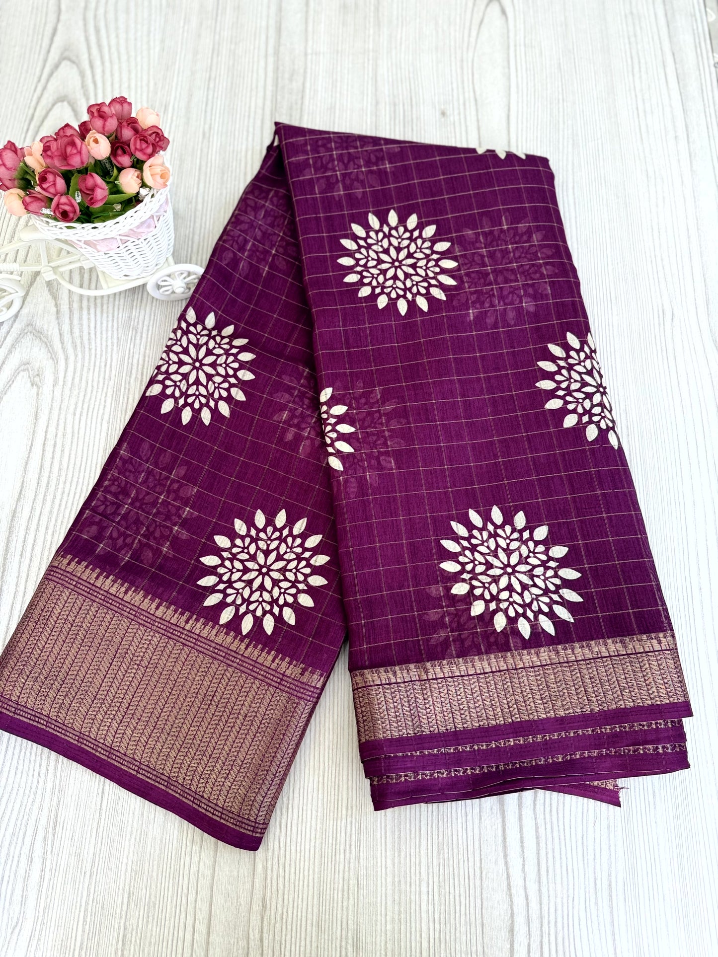 Elegant Orchid Purple Pure Binni Silk Sarees