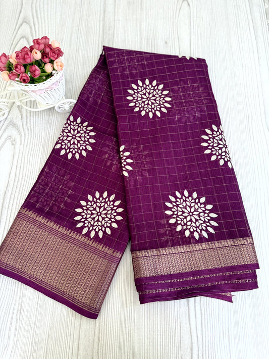Elegant Orchid Purple Pure Binni Silk Sarees
