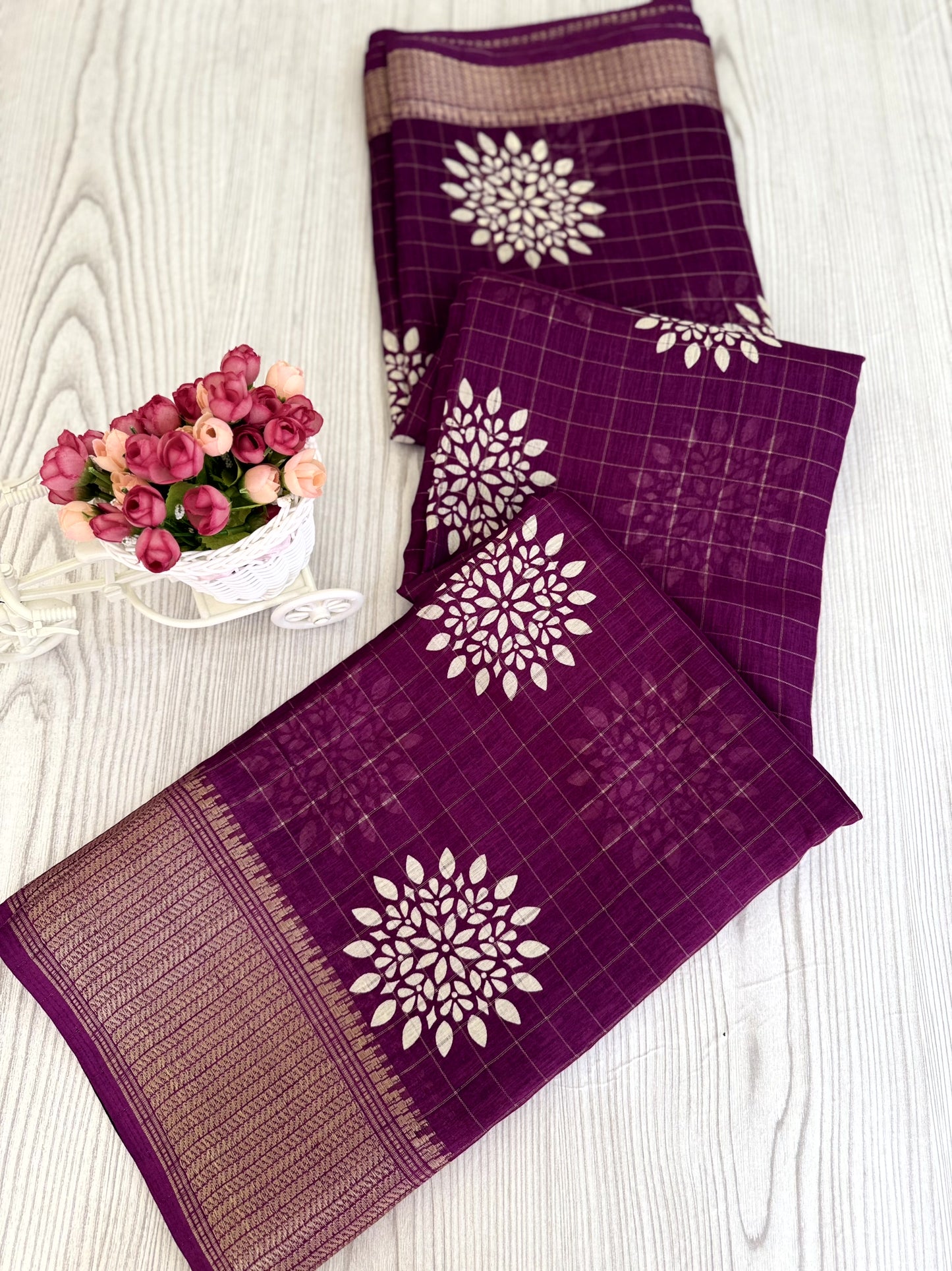 Elegant Orchid Purple Pure Binni Silk Sarees