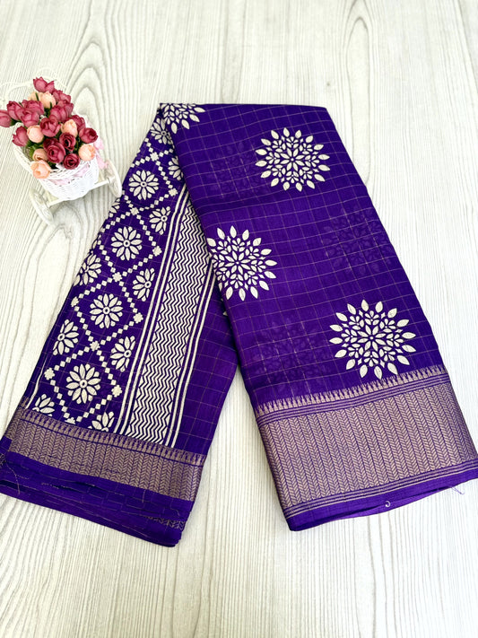 Elegant Purple Pure Binni Silk Sarees