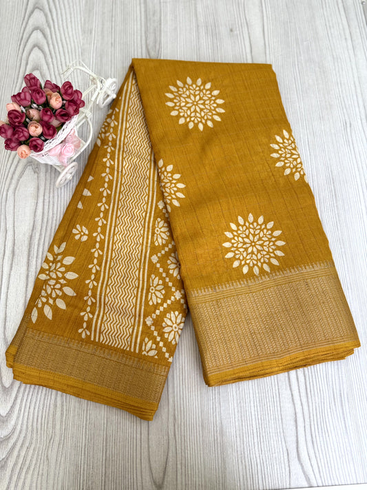 Elegant Magenta yellow Pure Binni Silk Sarees