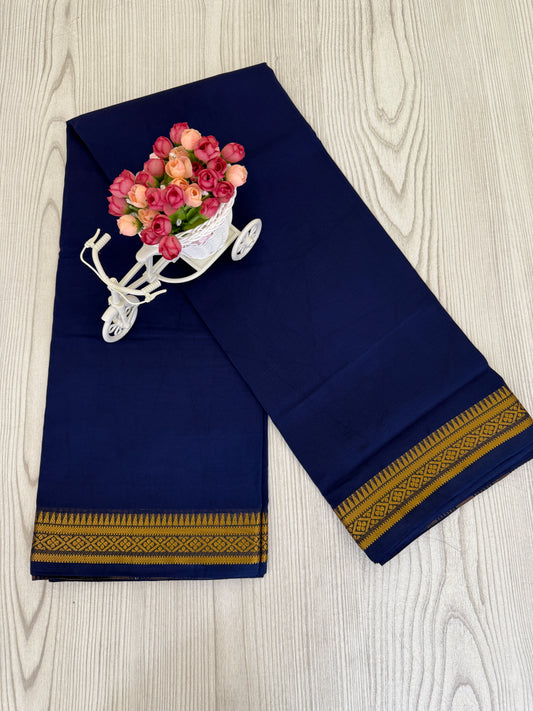 Semi Mysore Silk Saree in Navy blue with Golden Zari