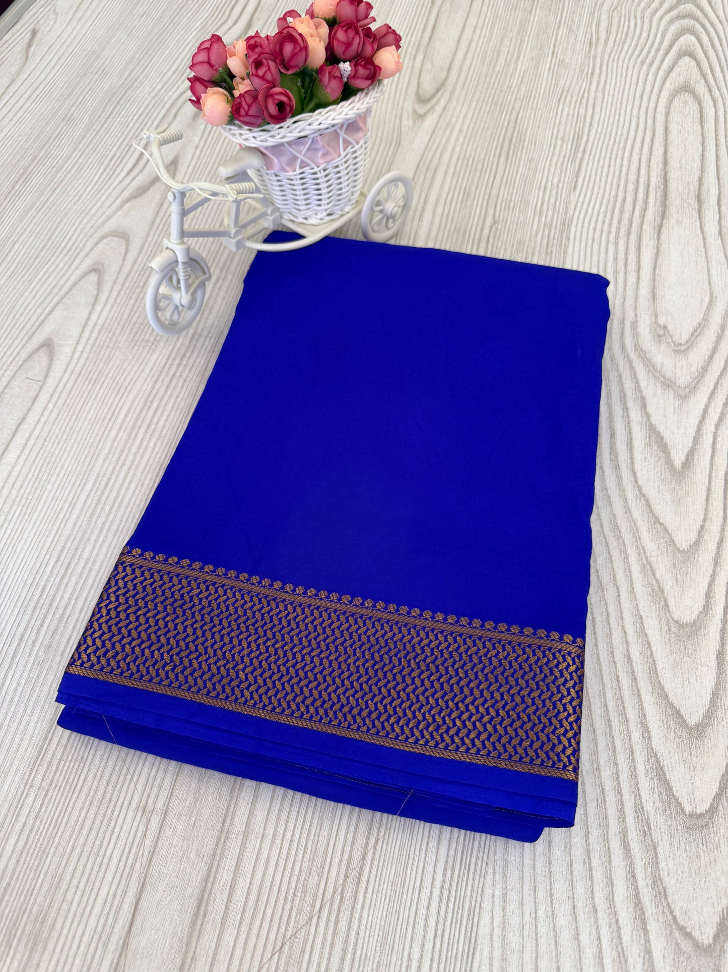 Semi Mysore Silk Saree in Royal blue with Golden Zari