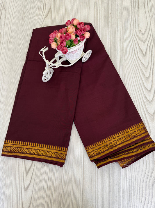 Semi Mysore Silk Saree in Brown with Golden Zari