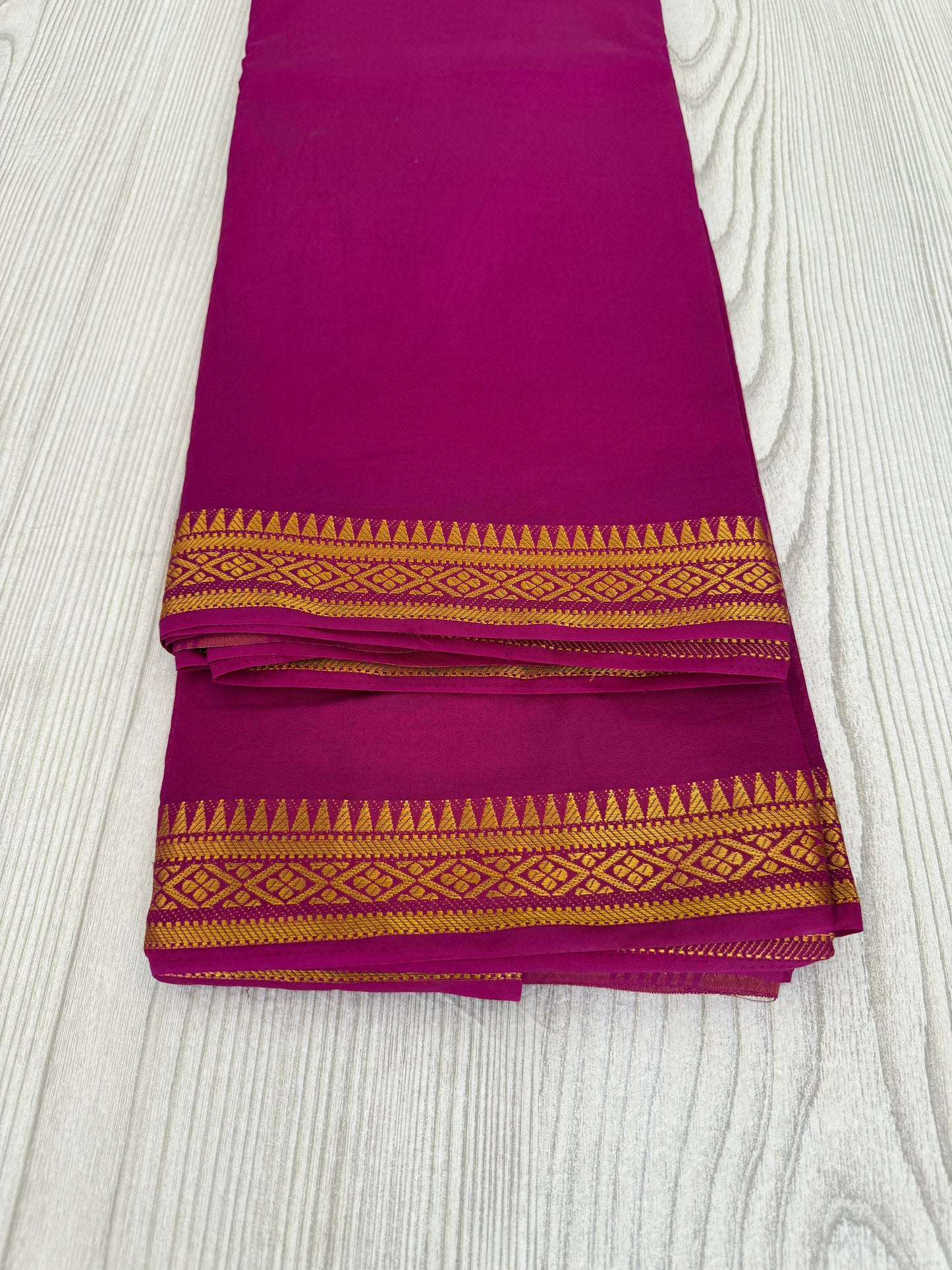 Semi Mysore Silk Saree in Dark Magenta with Golden Zari