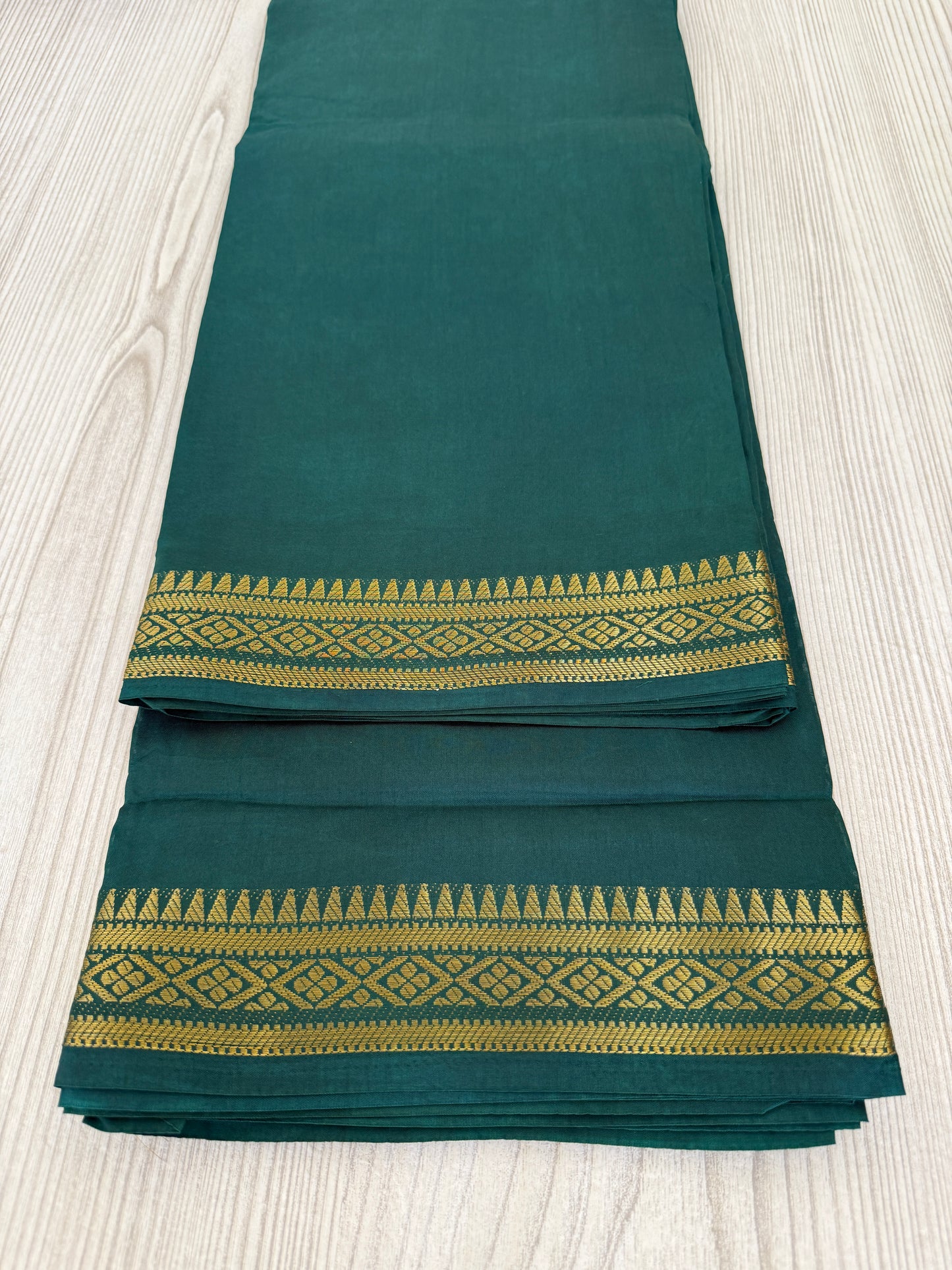 Semi Mysore Silk Saree in Bottle Green with Golden Zari