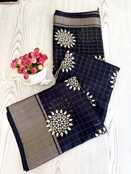 Elegant Black Pure Binni Silk Saree